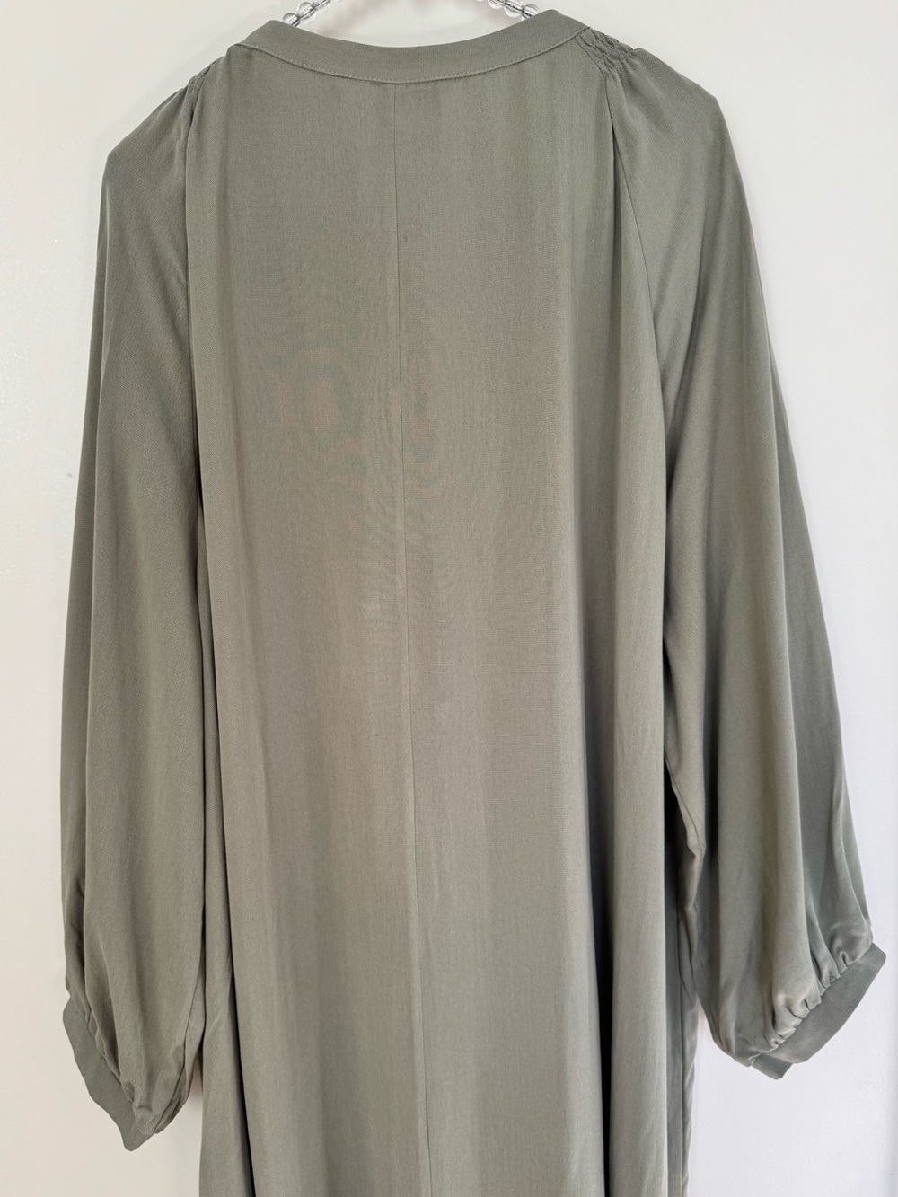 Zara Olive Green Long Sleeve Midi Dress with Tassel Tie Size XL NWT - Picture 6 of 6